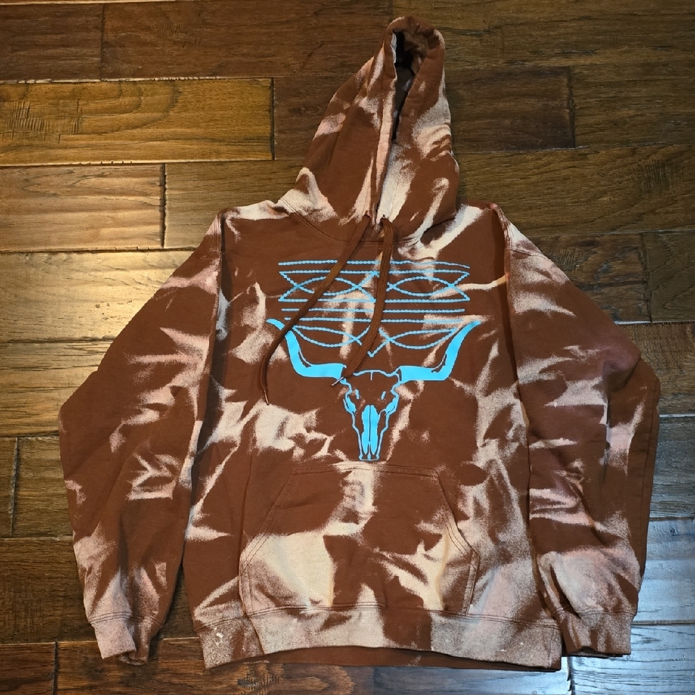 Gildan Brown and Blue Tie-Dye Hoodie